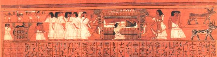 Ausschnitt aus einem Totenbuchpapyrus,Spruch 103: Bestattungszug; um 1250 v. Chr.