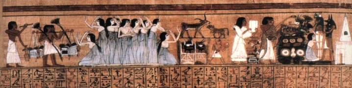 Ausschnitt aus einem Totenbuchpapyrus, Spruch 104: Bestattungszug; um 1250 v. Chr.